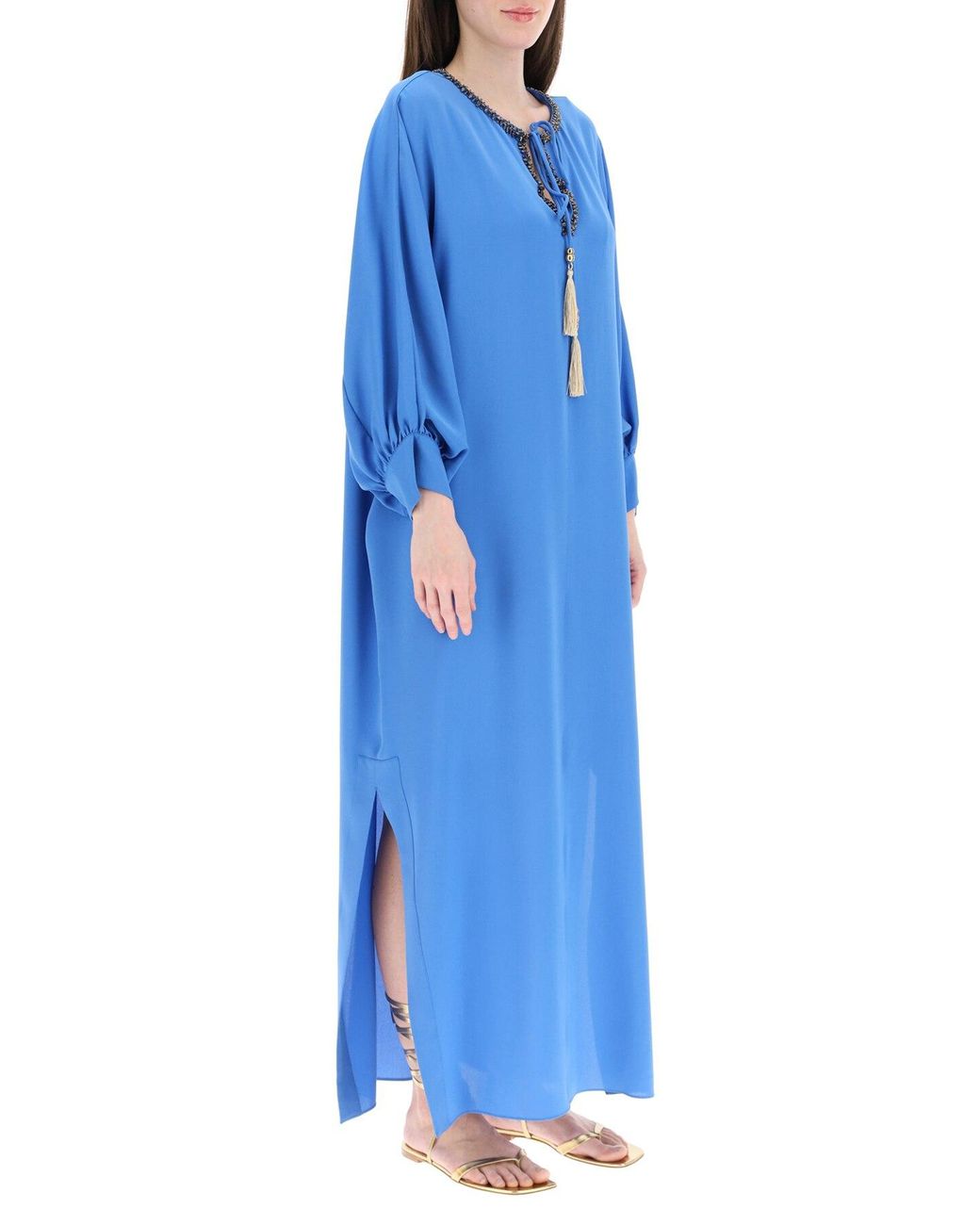 Max Mara Ocroma Silk Caftan Dress in Blue - Save 40% | Lyst