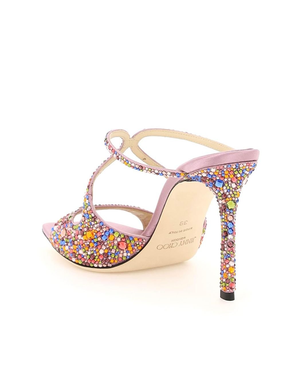 Jimmy Choo Rainbow Crystals Anise 95 Mules in Pink Lyst