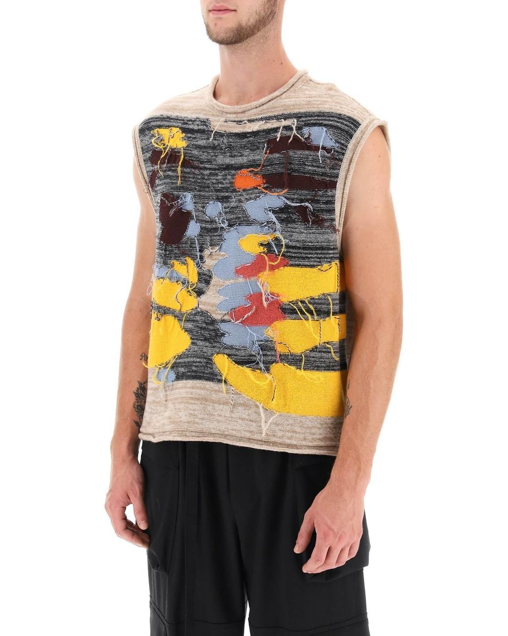 ANDERSSON BELL Crew-neck Vest With Intarsia in Gray for Men | Lyst