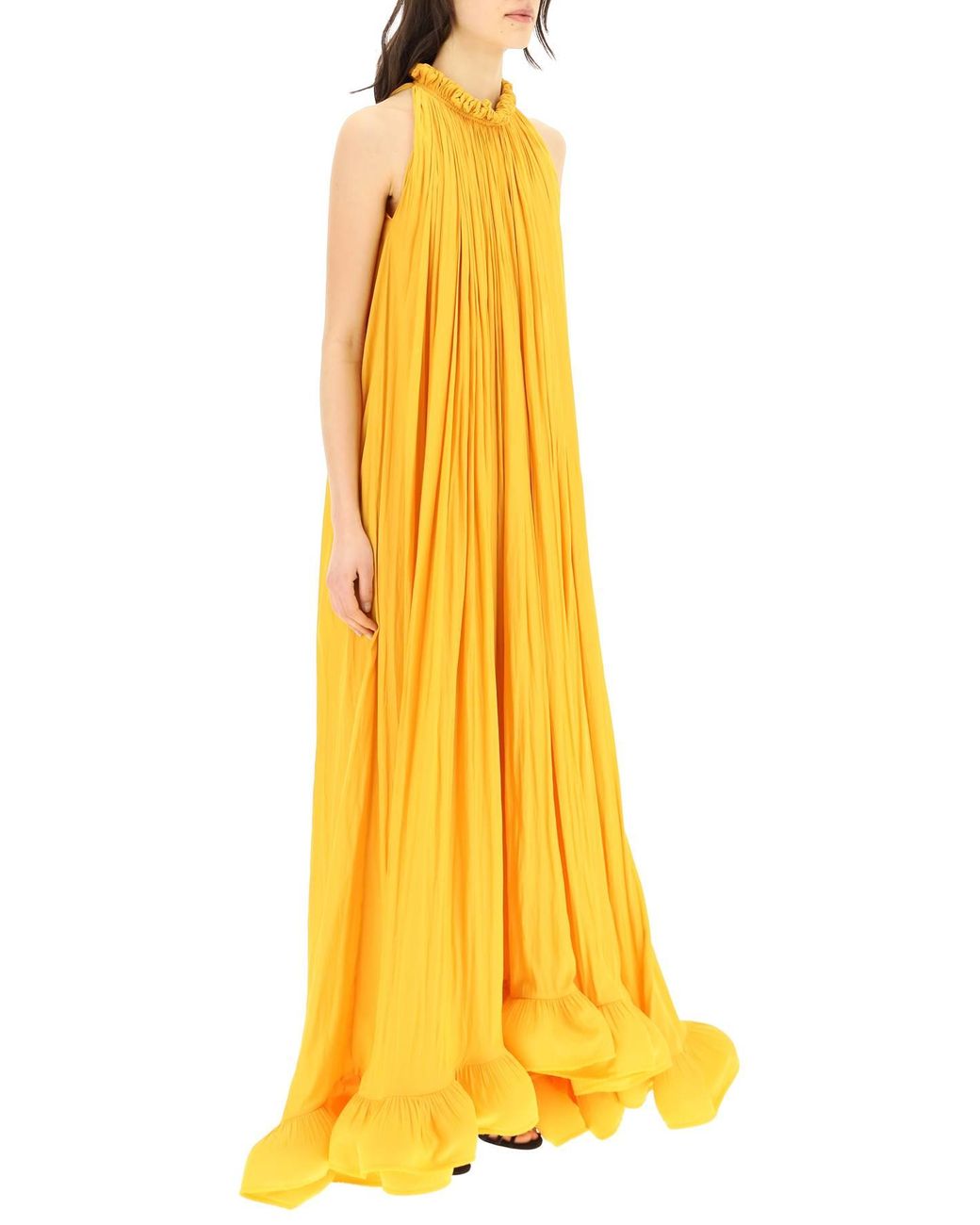 Lanvin Long Ruffled Dress in Yellow | Lyst