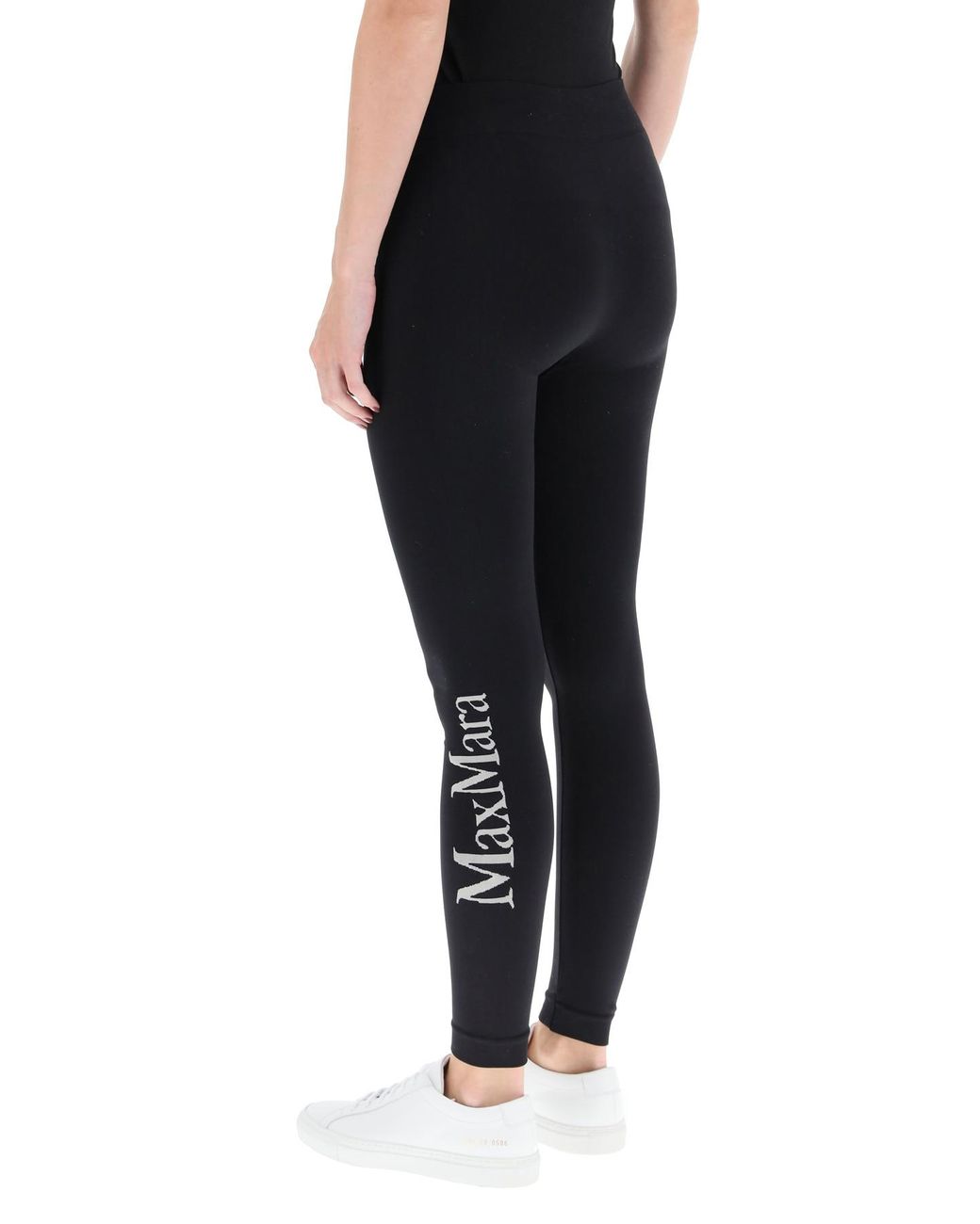 Max Mara Niagara leggings With Logo in Black | Lyst