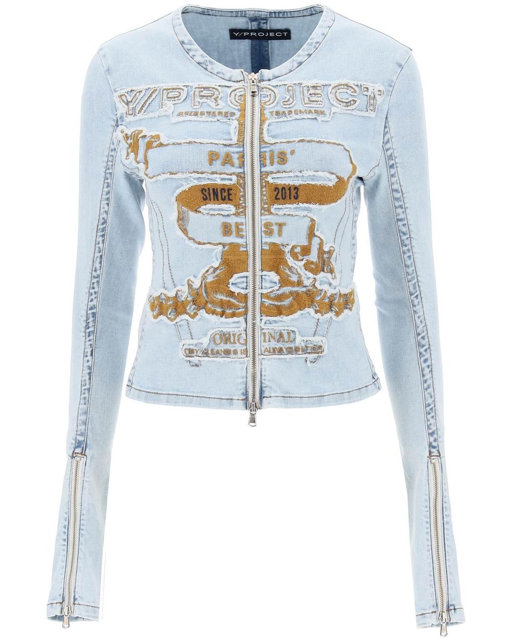 Y. Project Y Project Denim Jacket With Embroidered Patches in Blue | Lyst