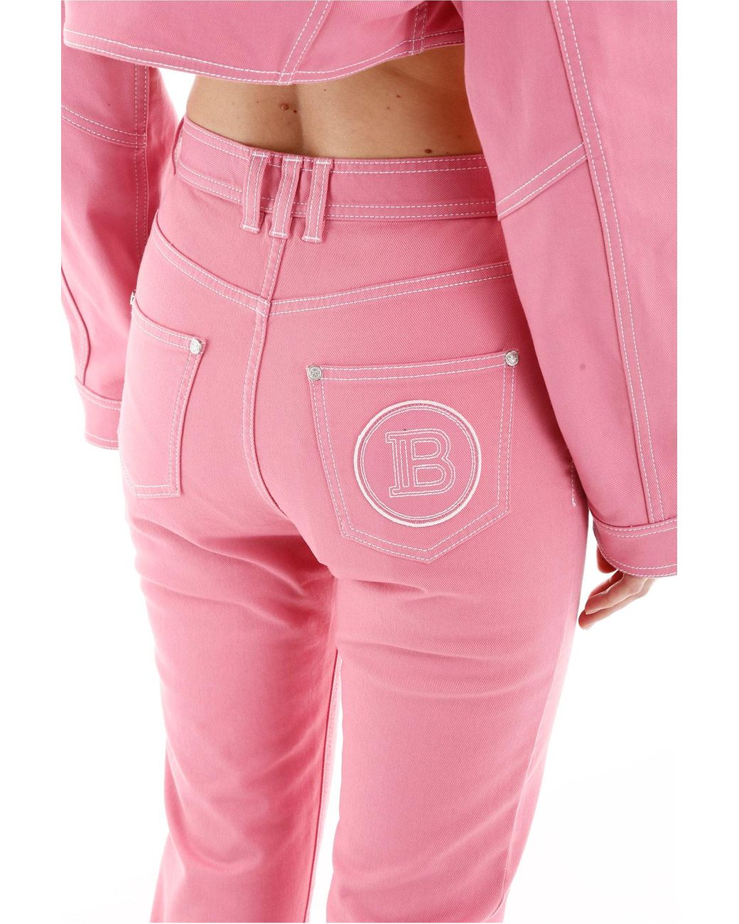 balmain pink jeans