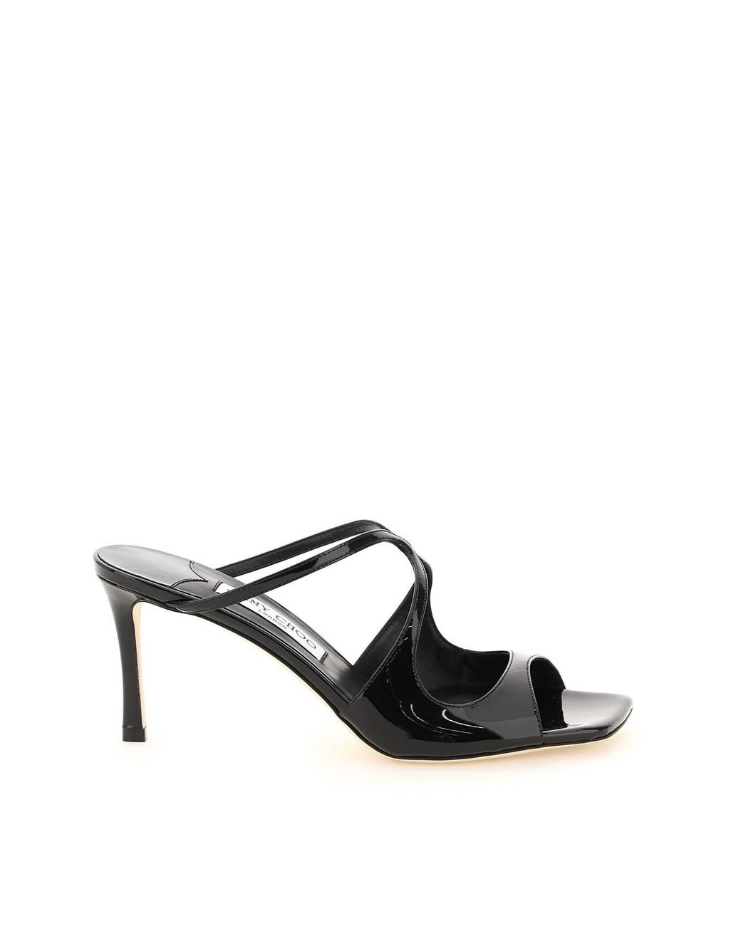 Jimmy Choo Patent Leather Anise 75 Sandals in Black | Lyst