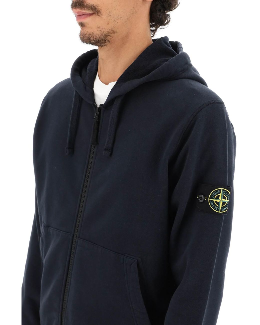 Stone island hotsell navy blue hoodie