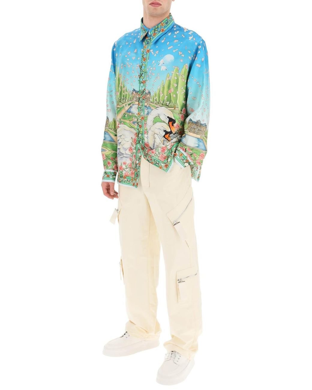 CASABLANCA L'amour En Fleur Printed Silk Shirt in Blue for Men | Lyst