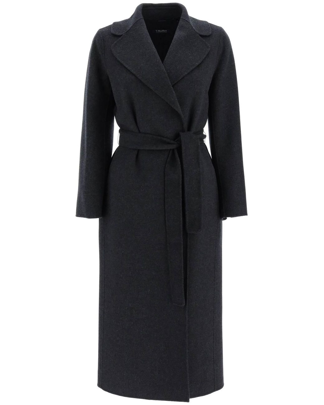Max Mara 'poldo' Pure New Wool Wrap Coat in Black | Lyst UK