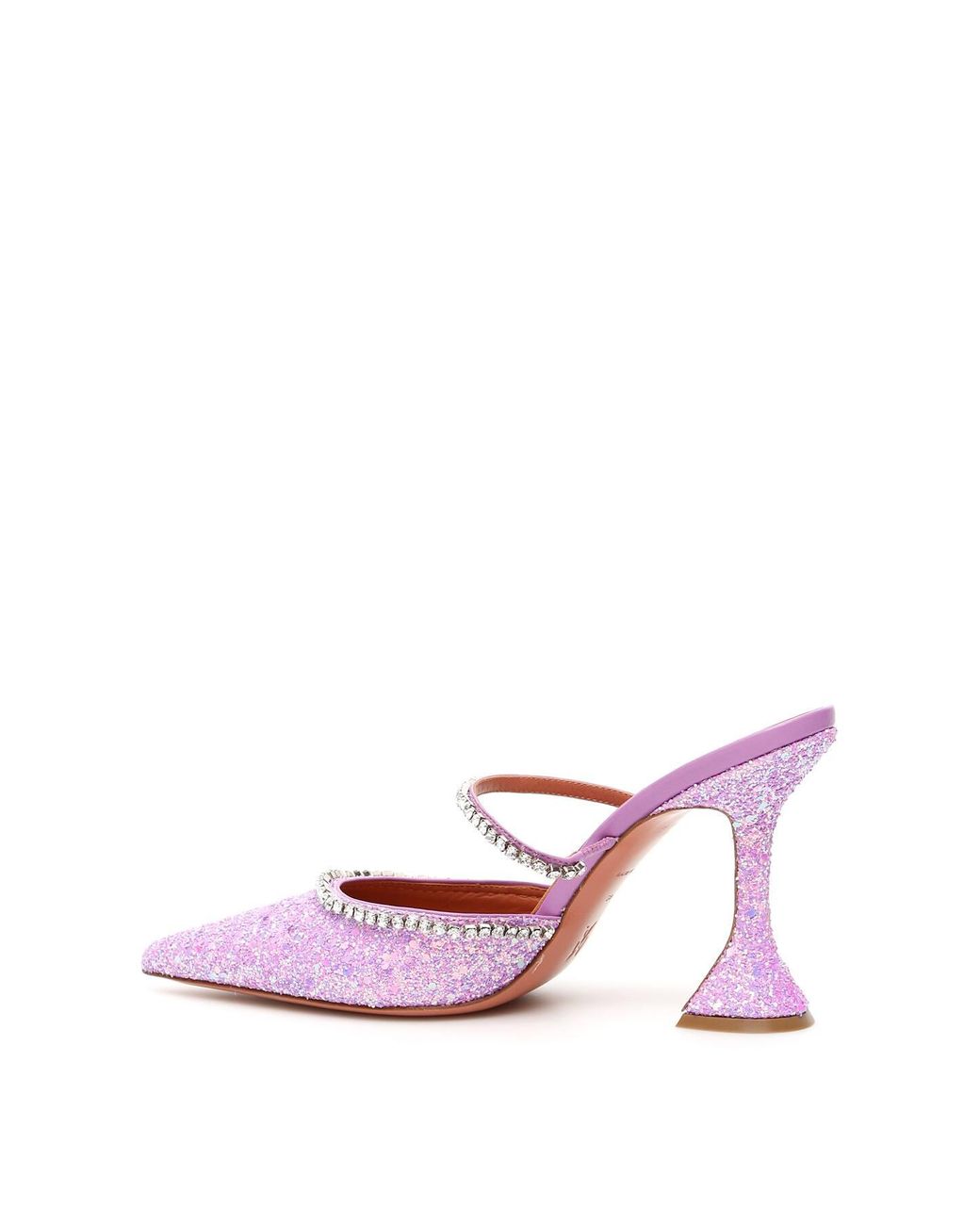 AMINA MUADDI Glitter Gilda Mules in Pink | Lyst