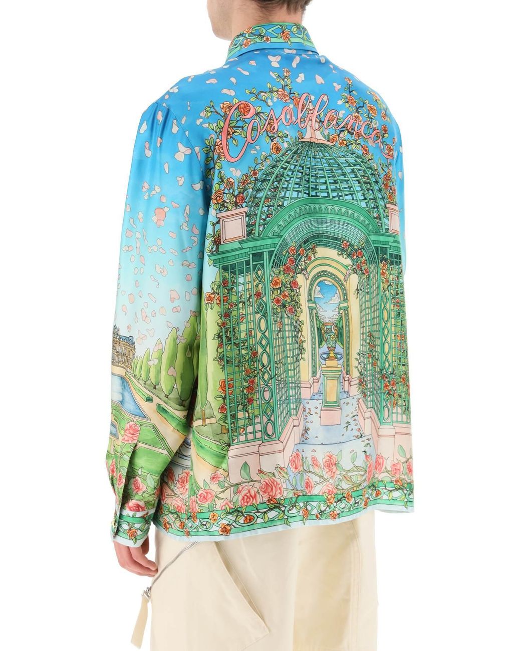 CASABLANCA L'amour En Fleur Printed Silk Shirt in Blue for Men | Lyst