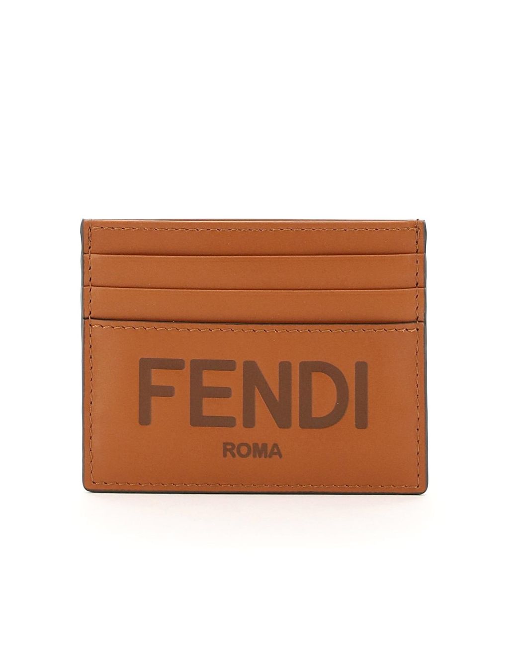 Fendi Leather Roma Card Holder in Brown for Men Lyst