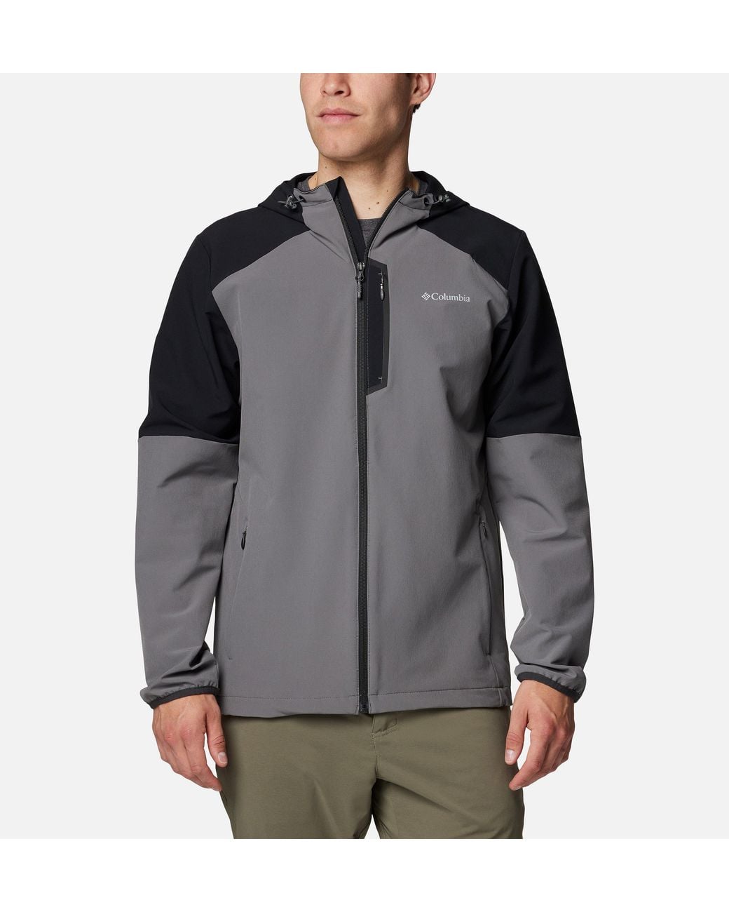 Columbia Gray Columbia Tech Softshell Hooded Jacket for men