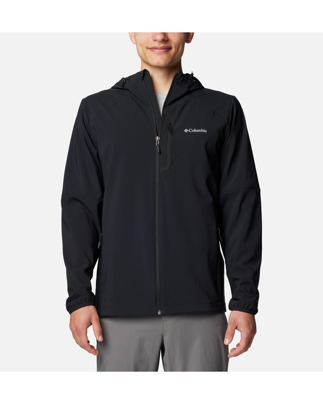 Columbia Black Columbia Tech Softshell Hooded Jacket for men