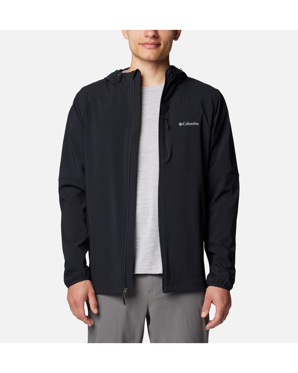 Columbia Black Columbia Tech Softshell Hooded Jacket for men