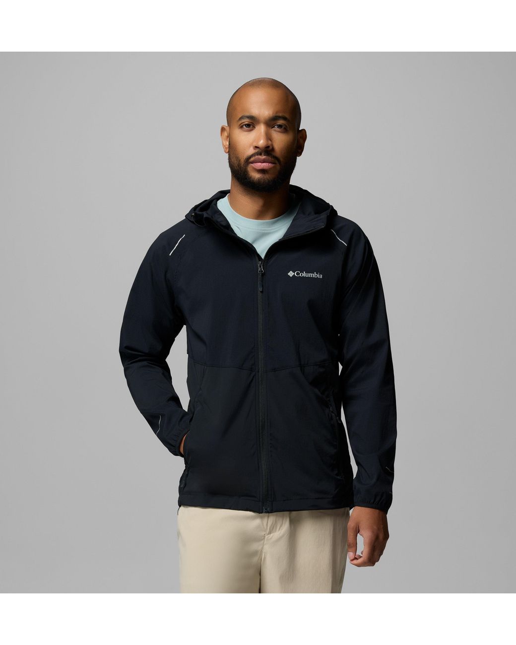 Columbia Black Columbia Tech Ii Full Zip Hooded Windbreaker for men