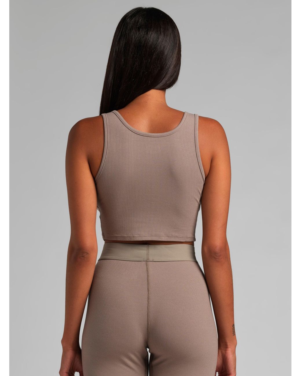 Comfrt Gray Rib Contour Crop Tank