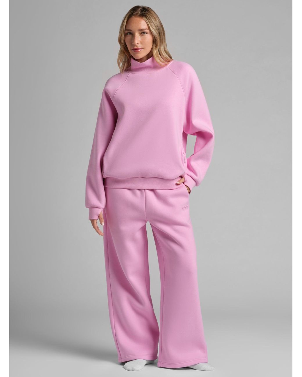 Comfrt Pink Basic Mock Neck Sweatshirt