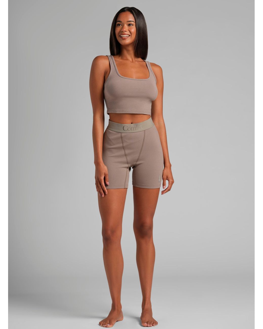 Comfrt Gray Rib Contour Crop Tank