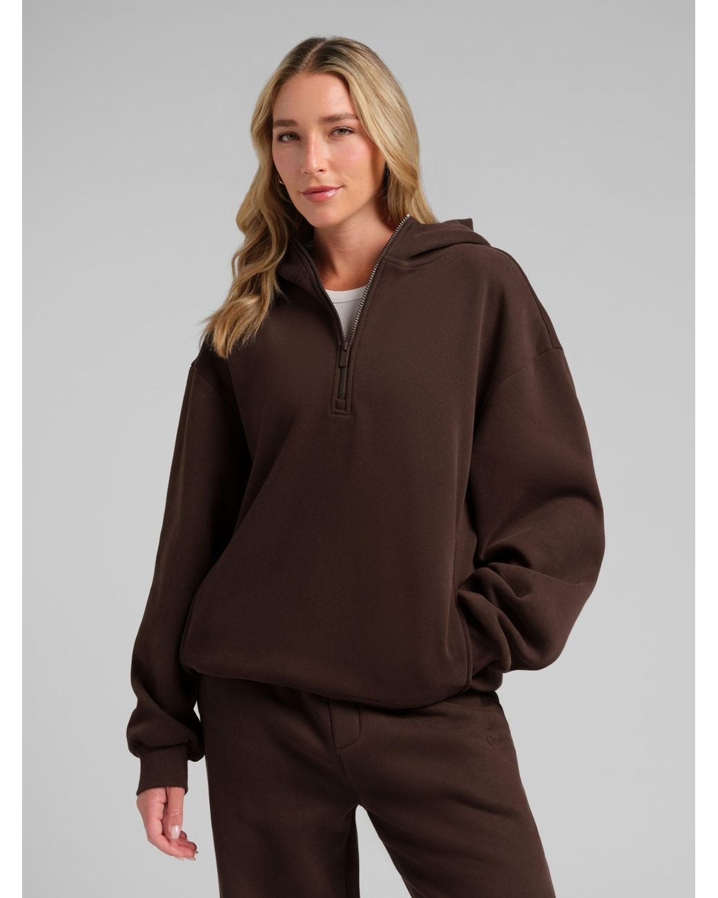 Comfrt Brown Basic Half Zip Hoodie – Mega