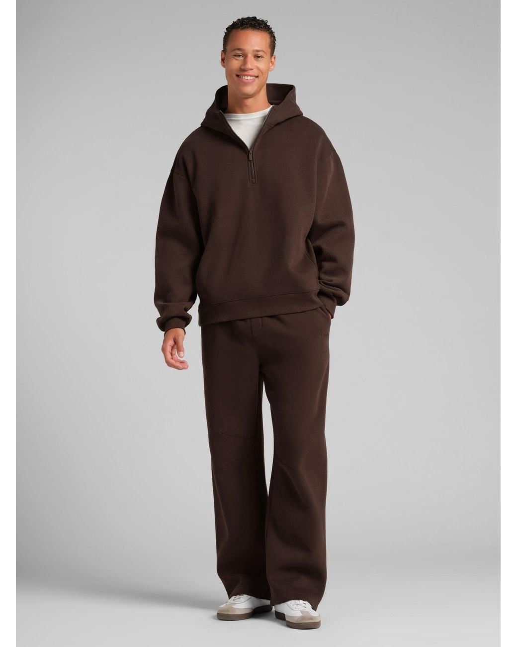 Comfrt Brown Basic Half Zip Hoodie – Mega