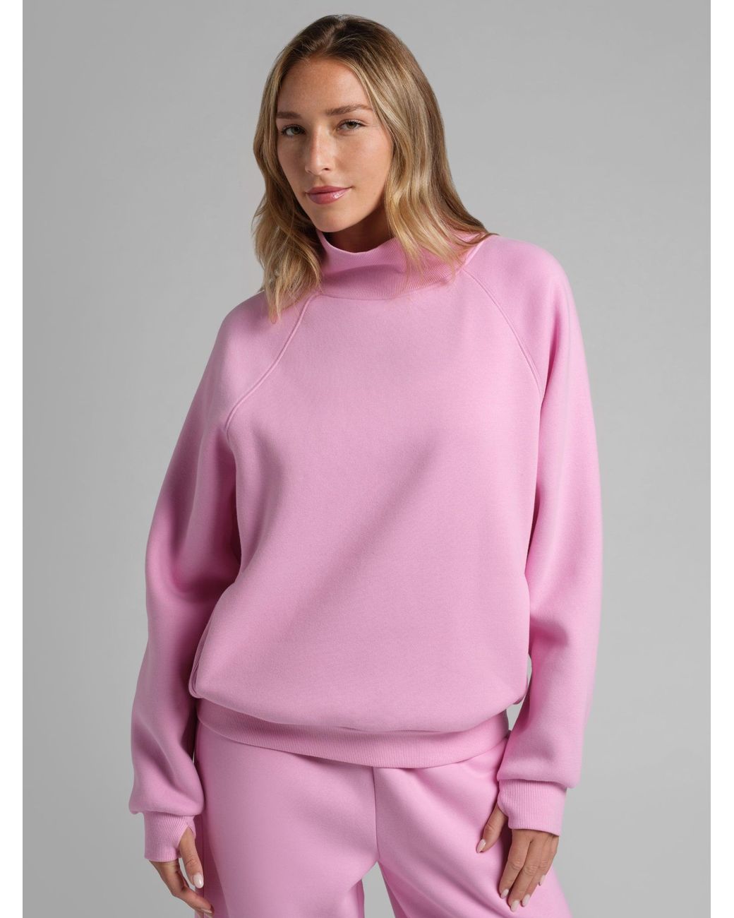 Comfrt Pink Basic Mock Neck Sweatshirt