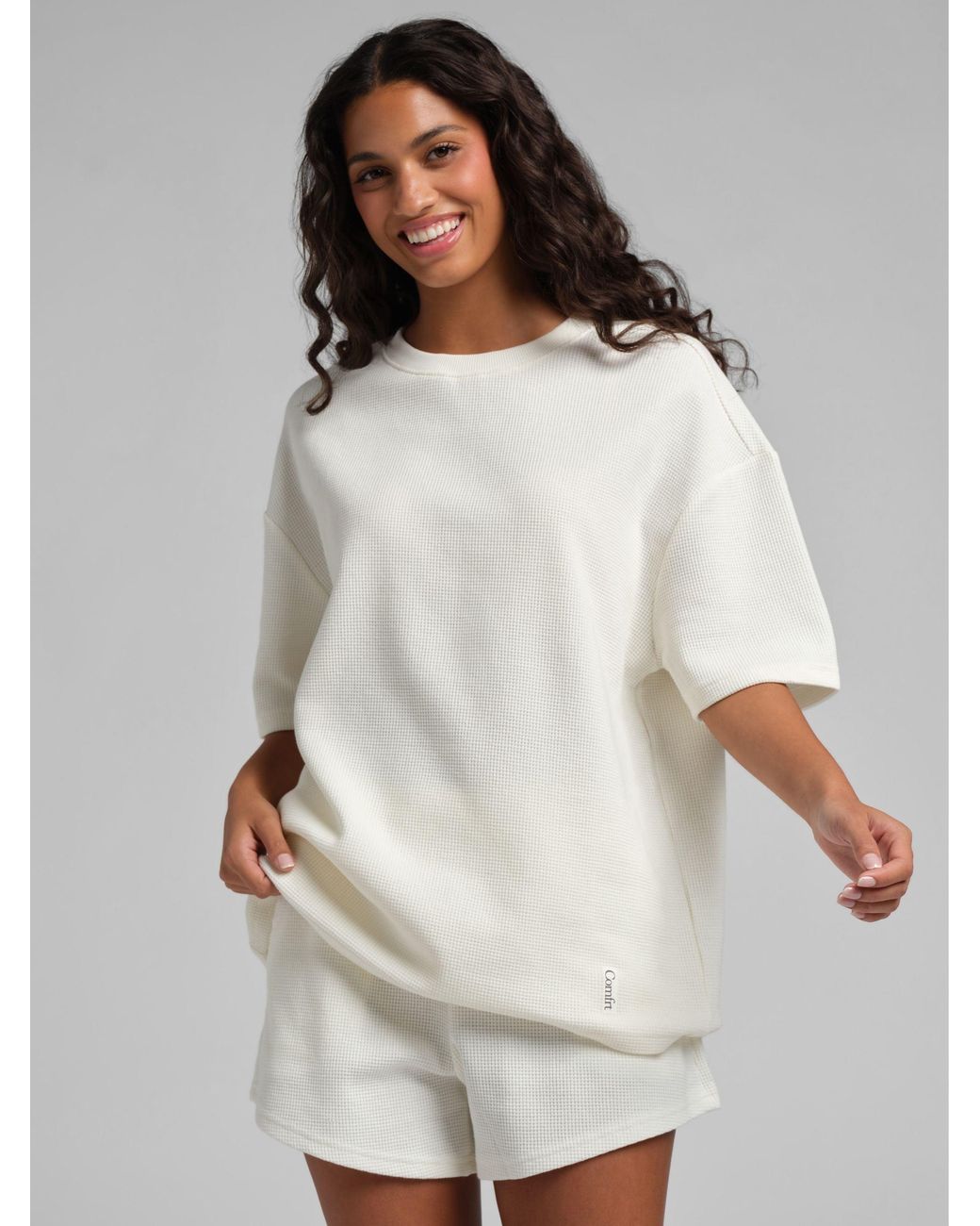 Comfrt White Waffle Lounge Short