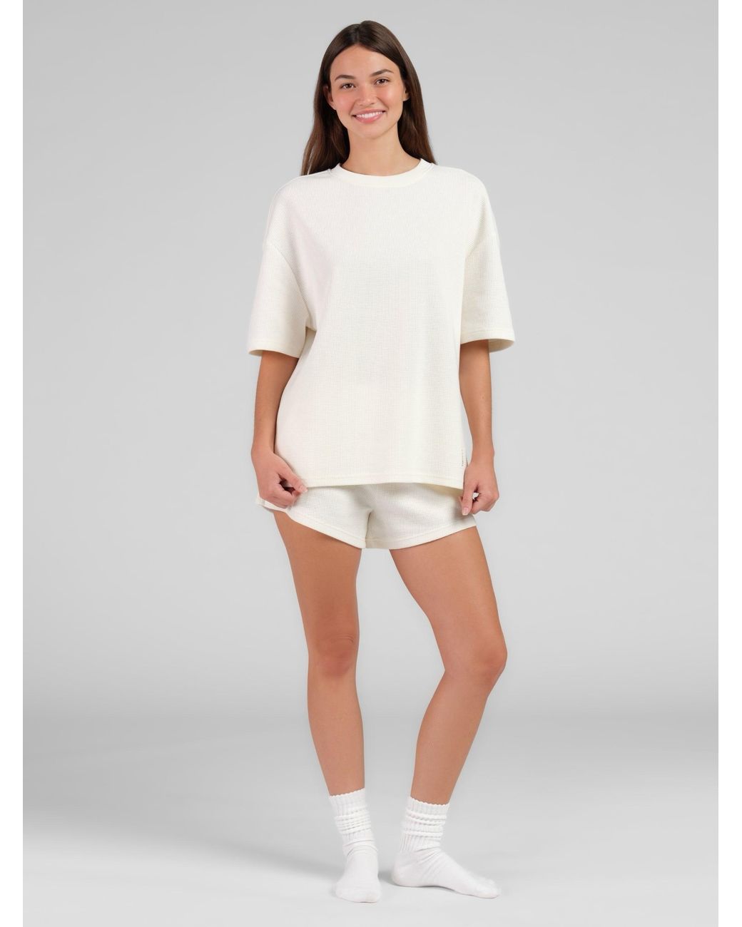 Comfrt White Waffle Lounge Short