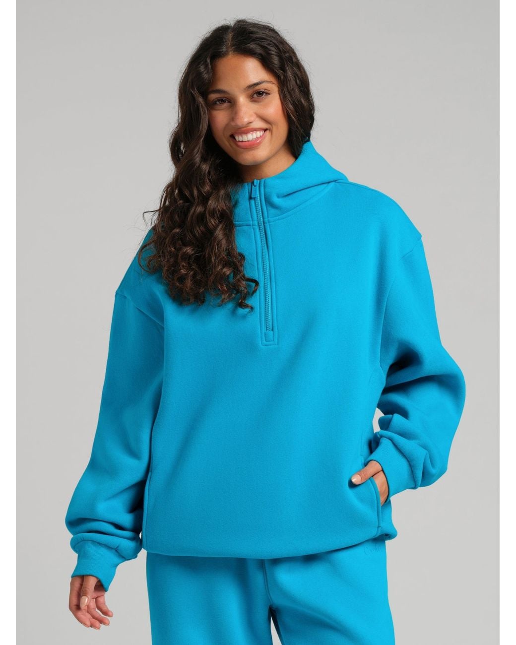 Comfrt Blue Basic Half Zip Hoodie – Mega