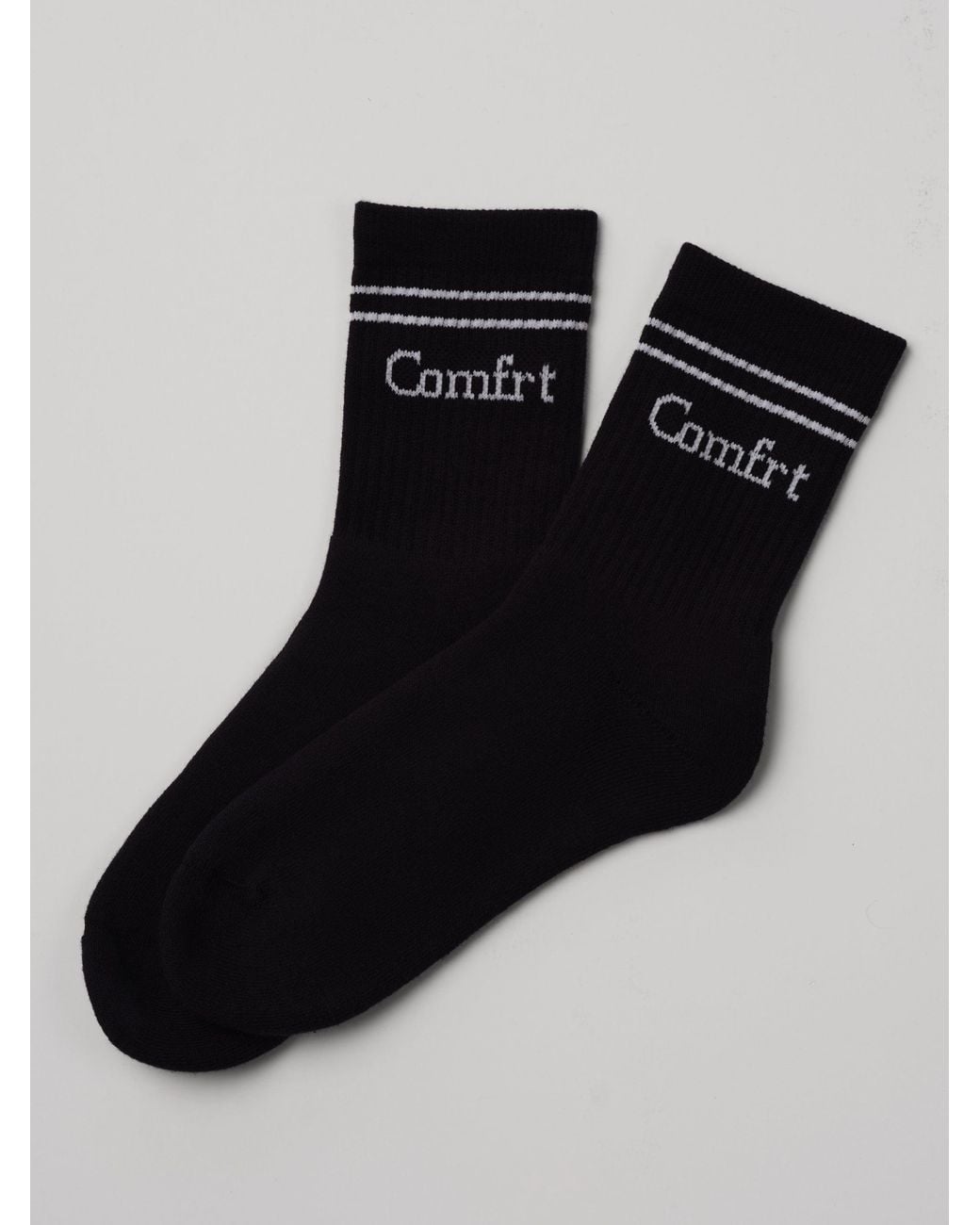 Comfrt Black Stripe Trim Ankle Socks