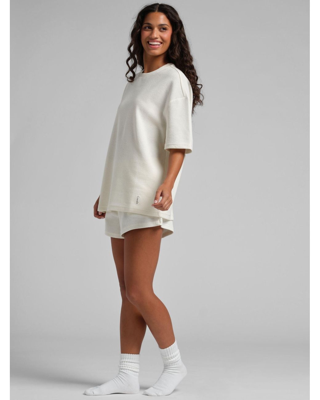 Comfrt White Waffle Lounge Short