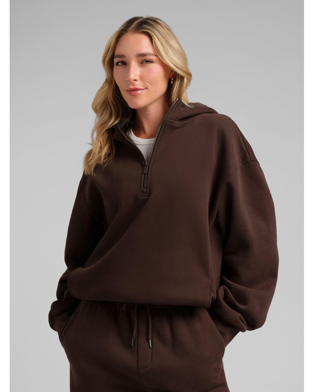 Comfrt Brown Basic Half Zip Hoodie – Mega