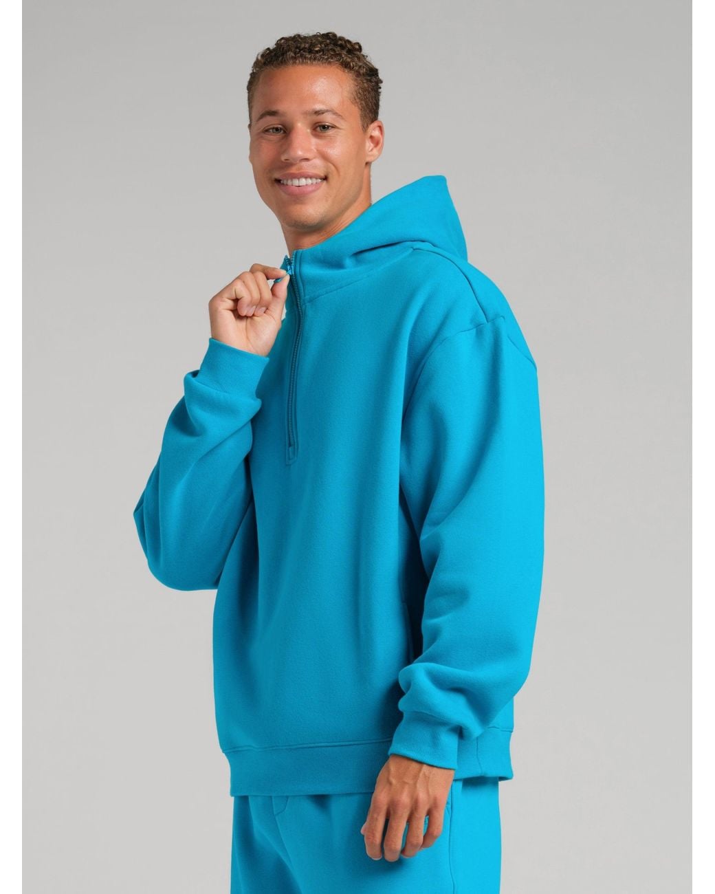 Comfrt Blue Basic Half Zip Hoodie – Mega