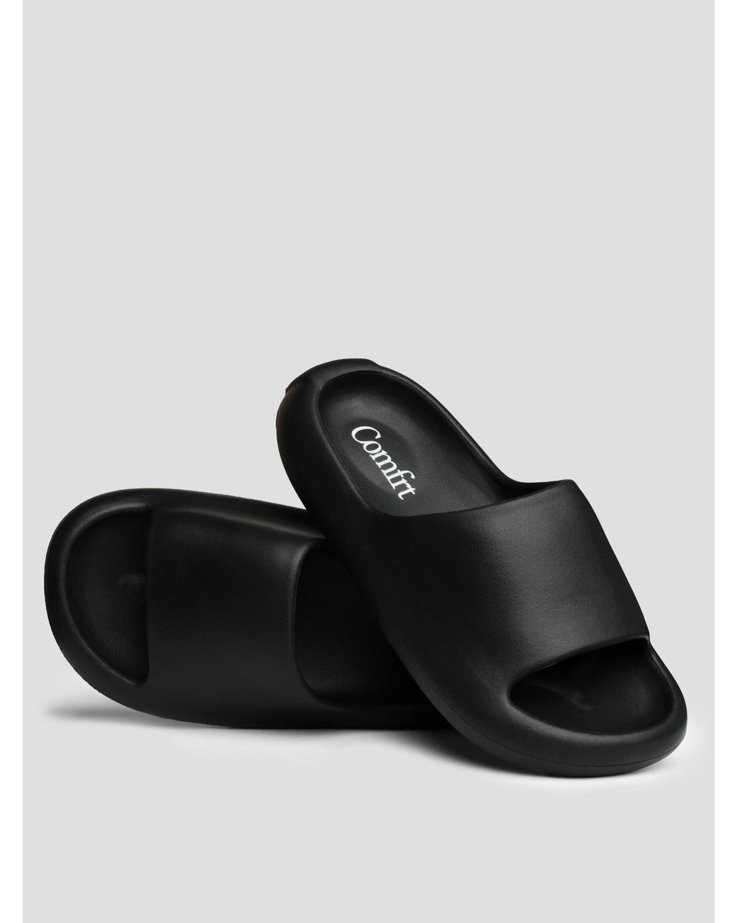 Comfrt Black Marshmallow Slides