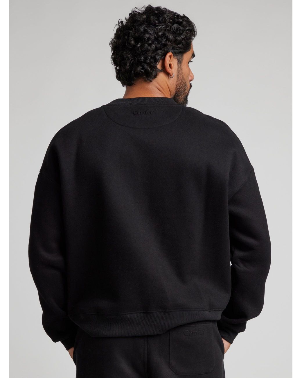 Comfrt Black Basic Crop Crew Sweatshirt