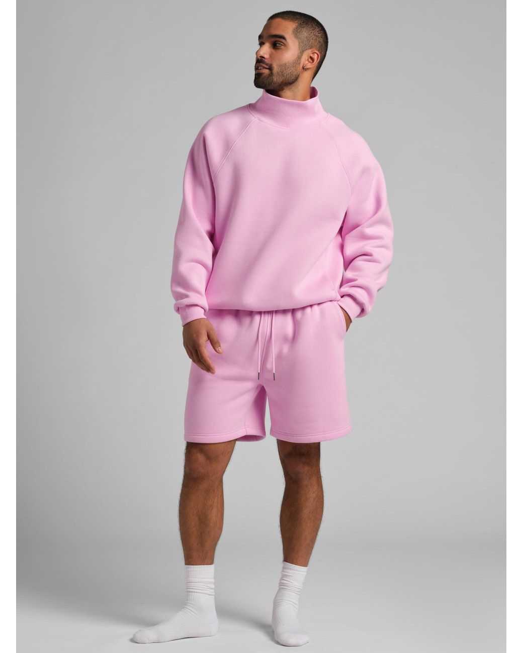 Comfrt Pink Basic Mock Neck Sweatshirt