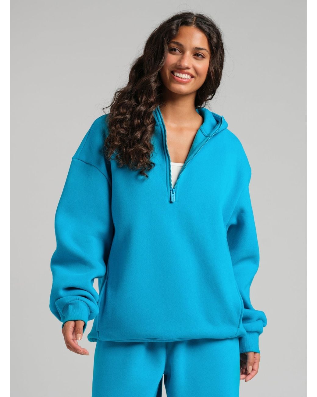 Comfrt Blue Basic Half Zip Hoodie – Mega