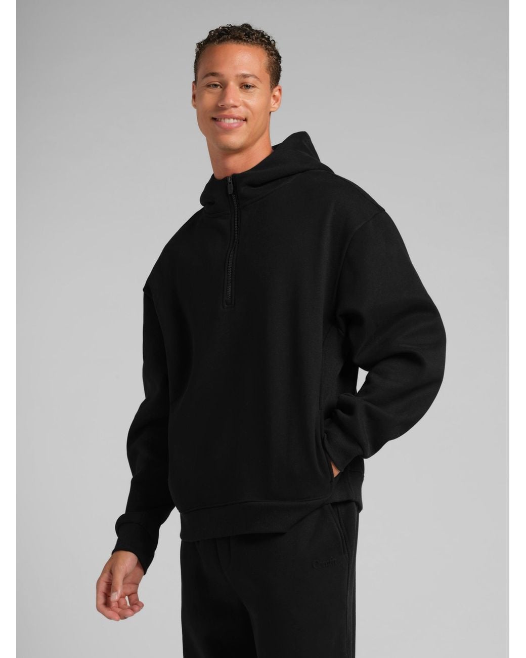 Comfrt Black Basic Half Zip Hoodie – Mega