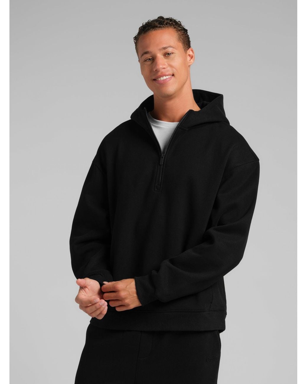 Comfrt Black Basic Half Zip Hoodie – Mega