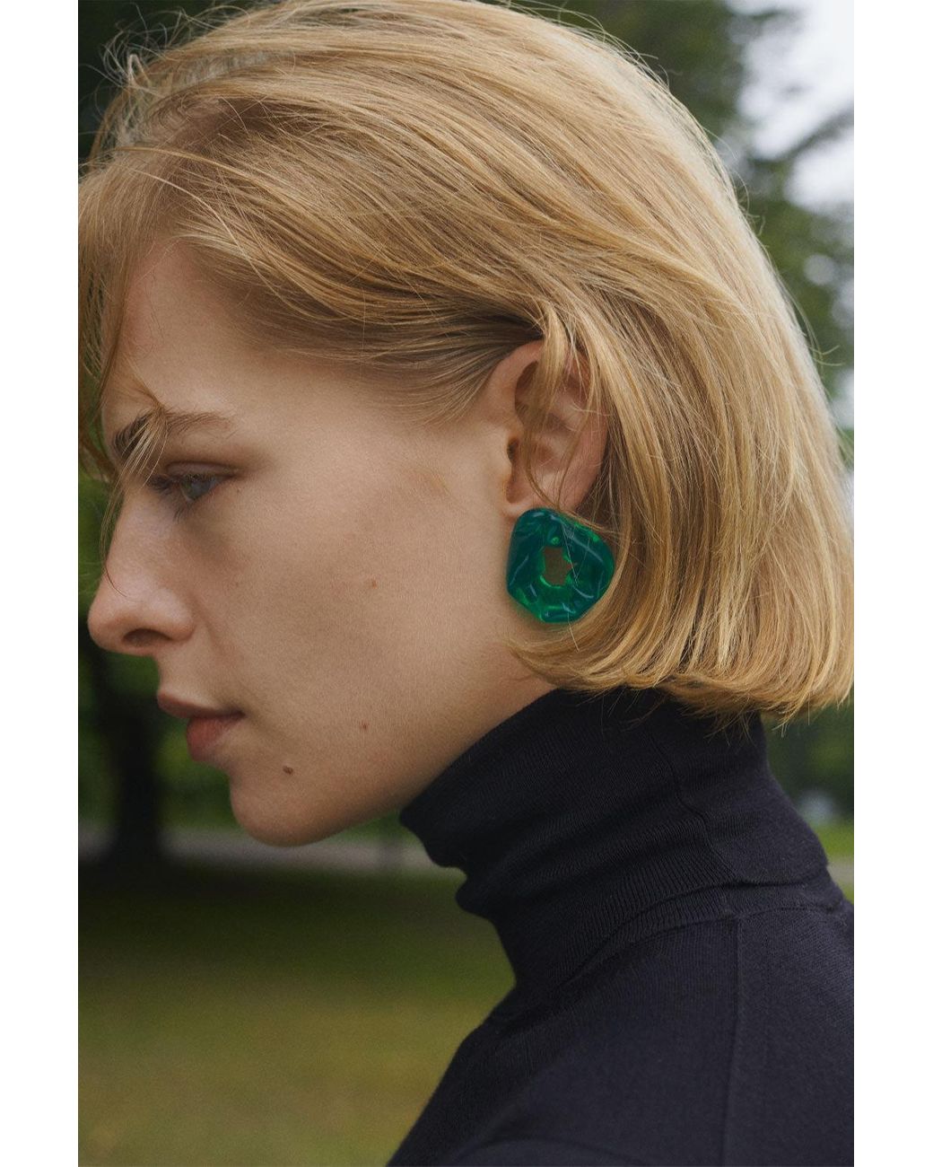 Completedworks Scrunch - Green Bio Resin And Gold Vermeil Earrings