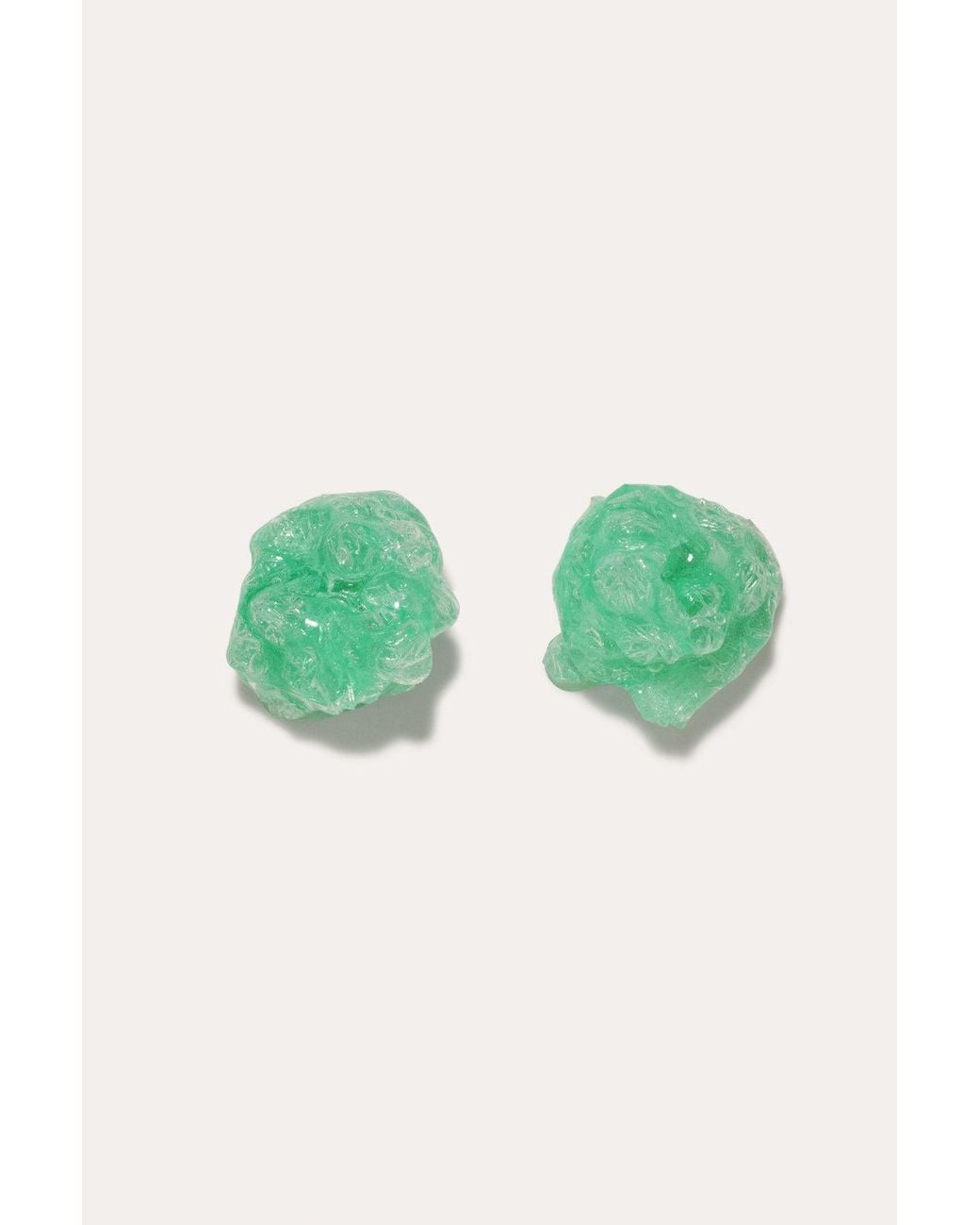 Completedworks Padding - Green Bio Resin Bubble Wrap And Gold Vermeil Earrings