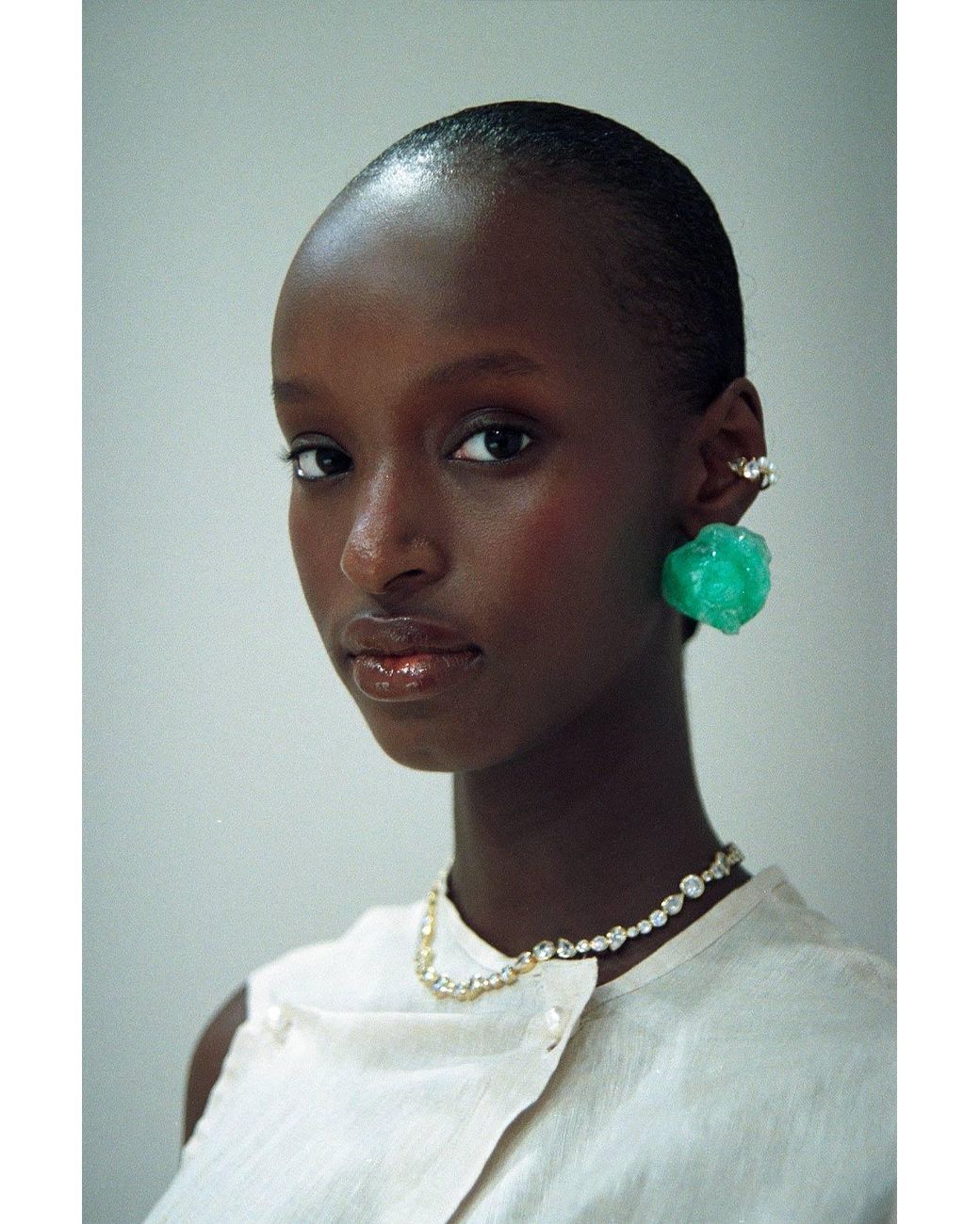 Completedworks Padding - Green Bio Resin Bubble Wrap And Gold Vermeil Earrings
