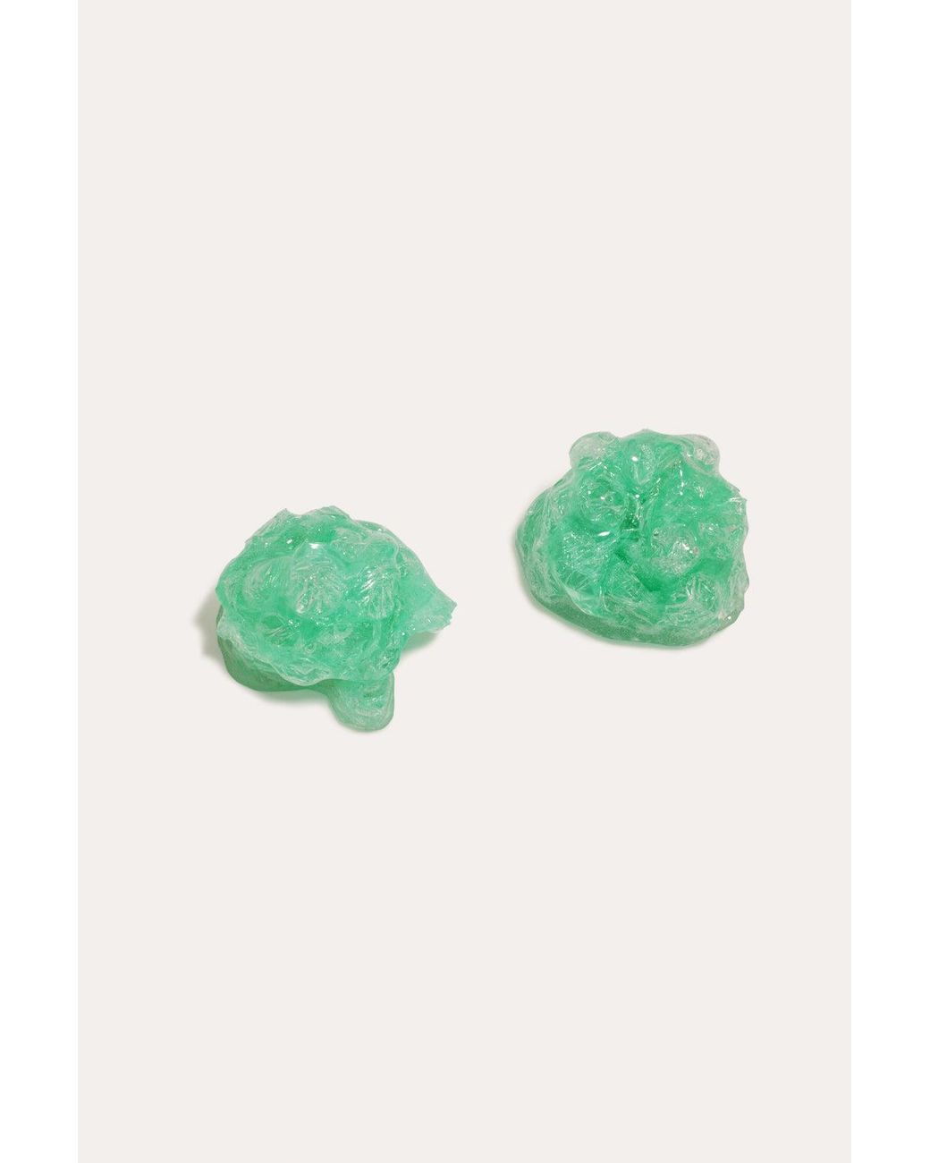 Completedworks Padding - Green Bio Resin Bubble Wrap And Gold Vermeil Earrings