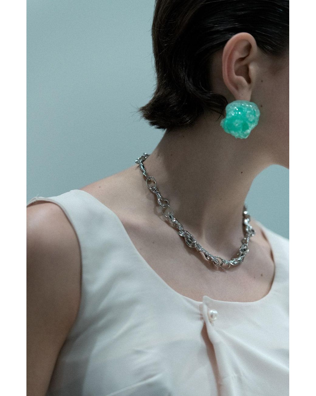 Completedworks Padding - Green Bio Resin Bubble Wrap And Gold Vermeil Earrings