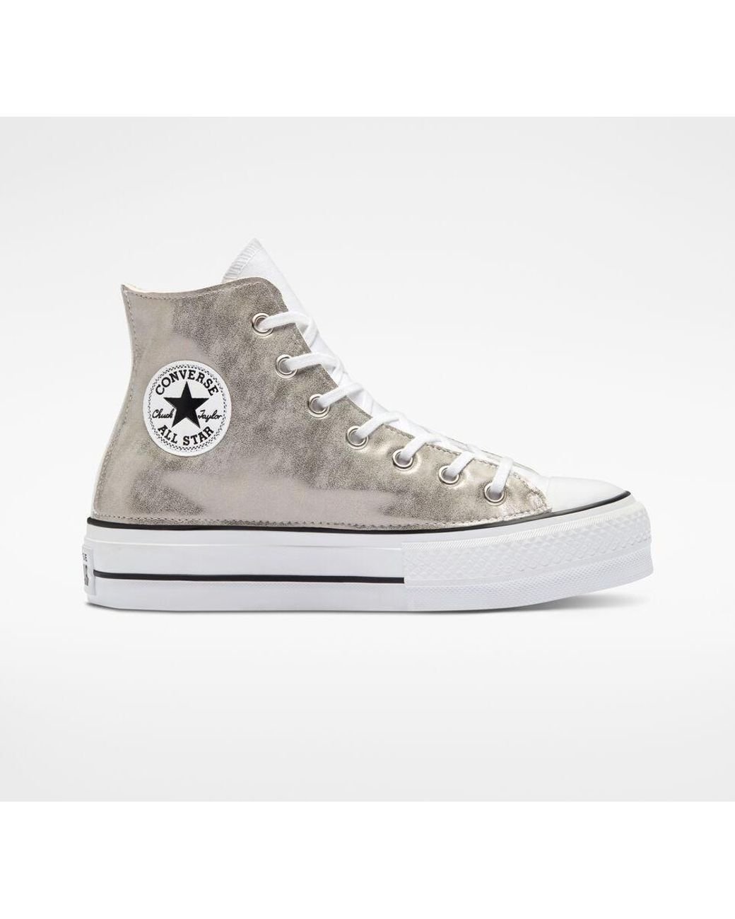 Silver metallic cheap platform converse
