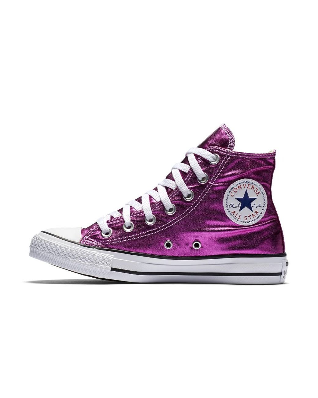 Converse Chuck Taylor All Star Metallic High Top Shoe in Purple | Lyst