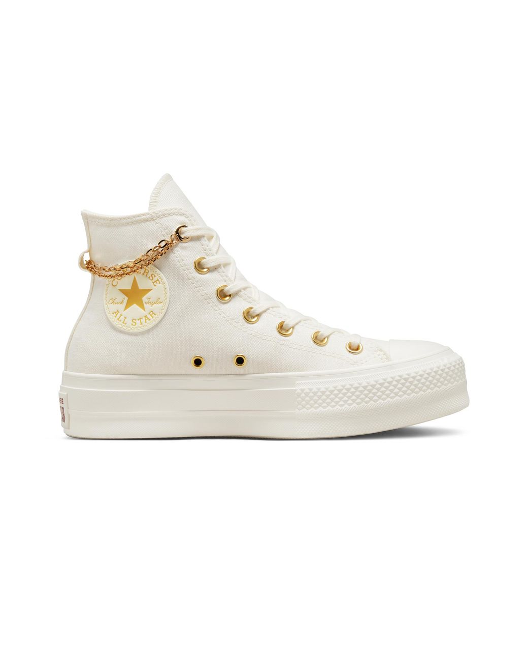 Converse Chuck Taylor All Star Lift Platform Gold Chain in White | Lyst