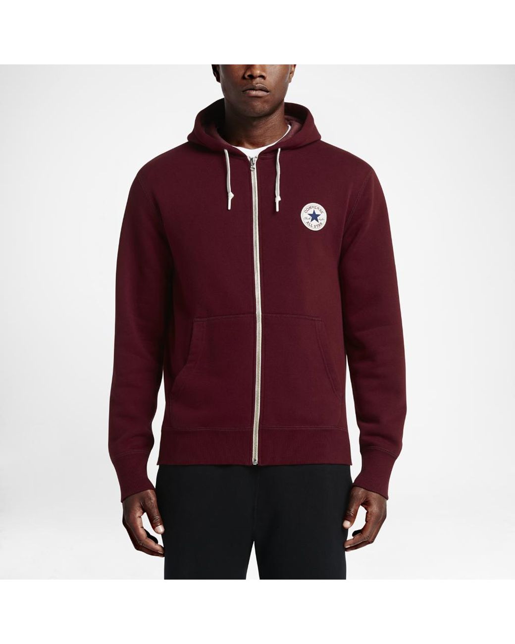 Converse All Star Patch Full-zip Men's Hoodie in Red for Men | Lyst