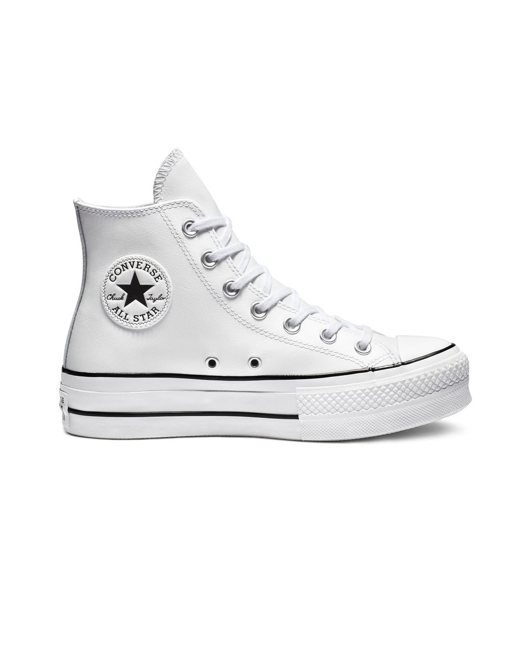 Converse Chuck Taylor All Star Platform Clean Leather High Top in White ...