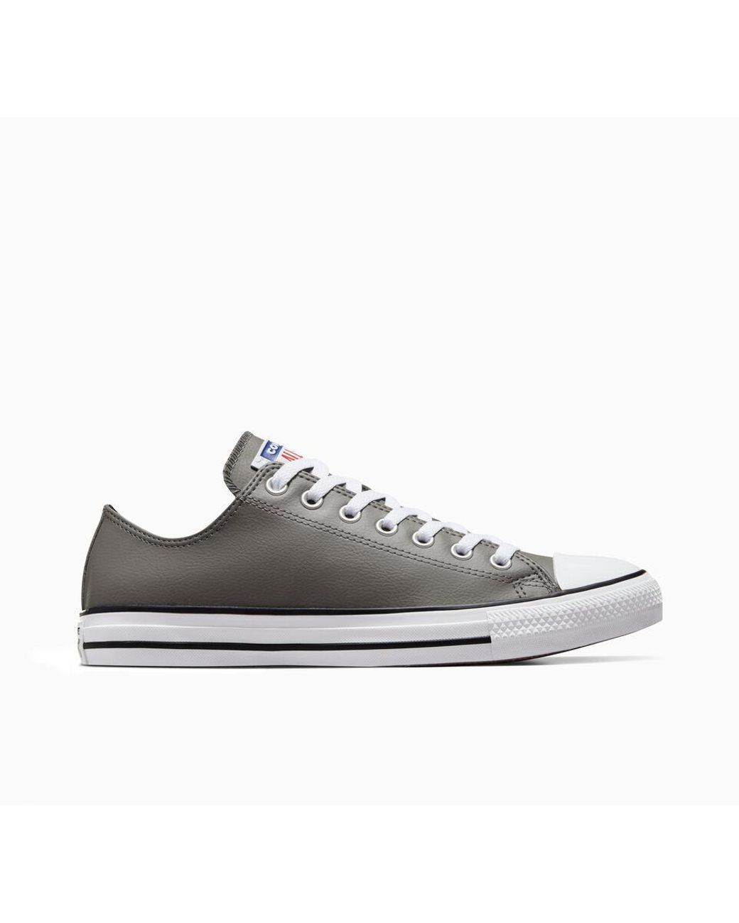 Grey leather chuck taylors best sale