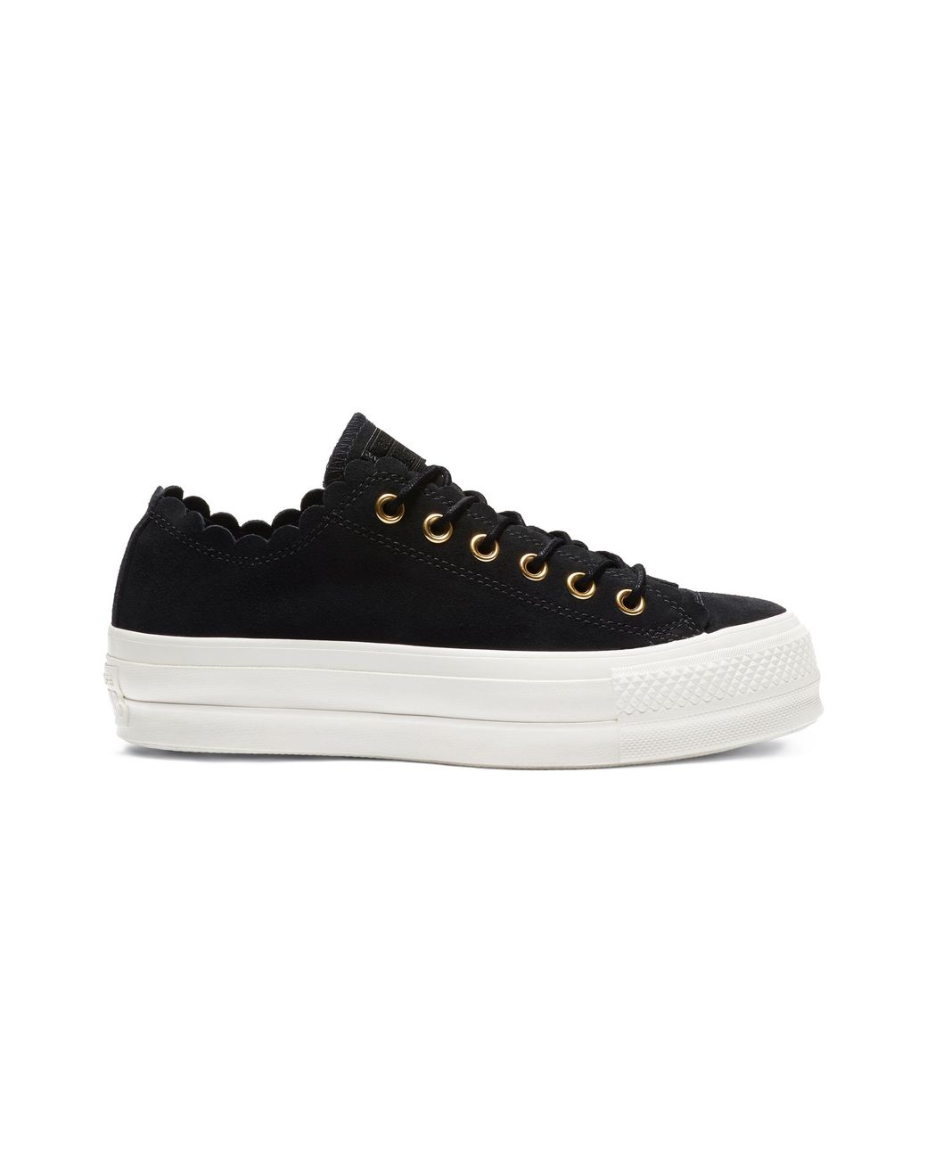 Converse Suede Chuck Taylor All Star Frilly Thrills Platform Low Top in  Black | Lyst