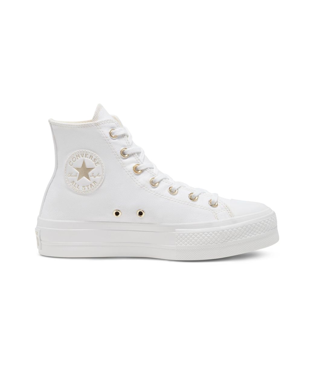 Converse Lace Elevated Gold Platform Chuck Taylor All Star in White | Lyst